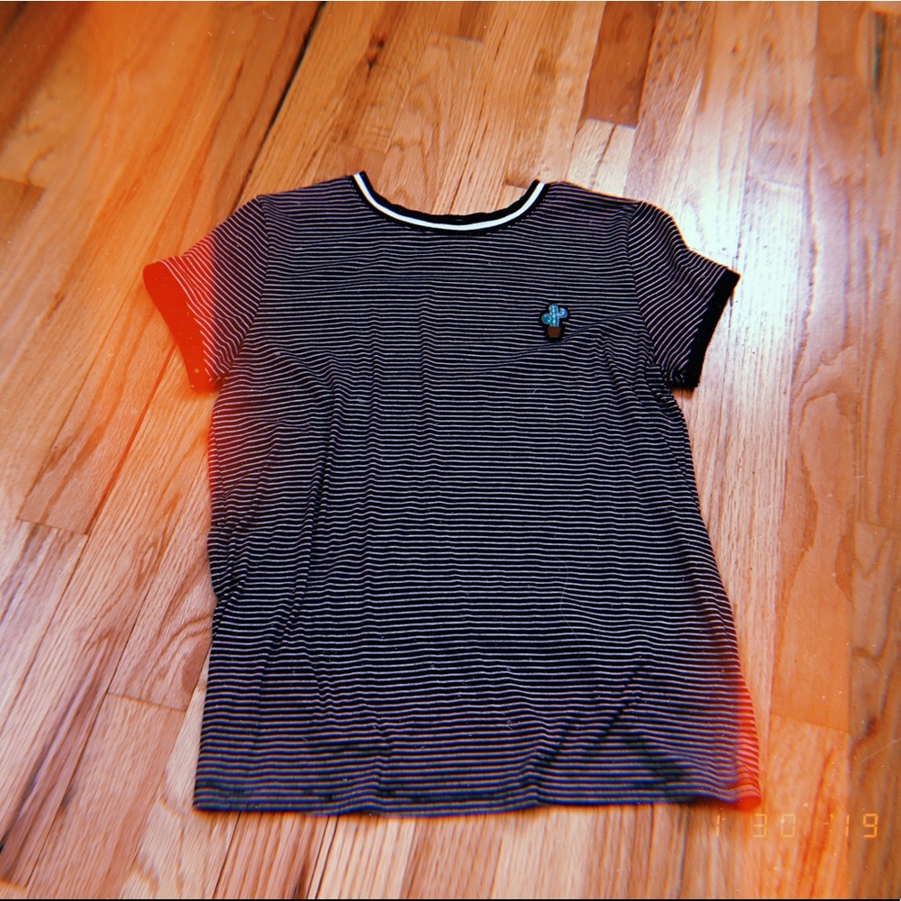 Striped tshirt with cactus embellishment